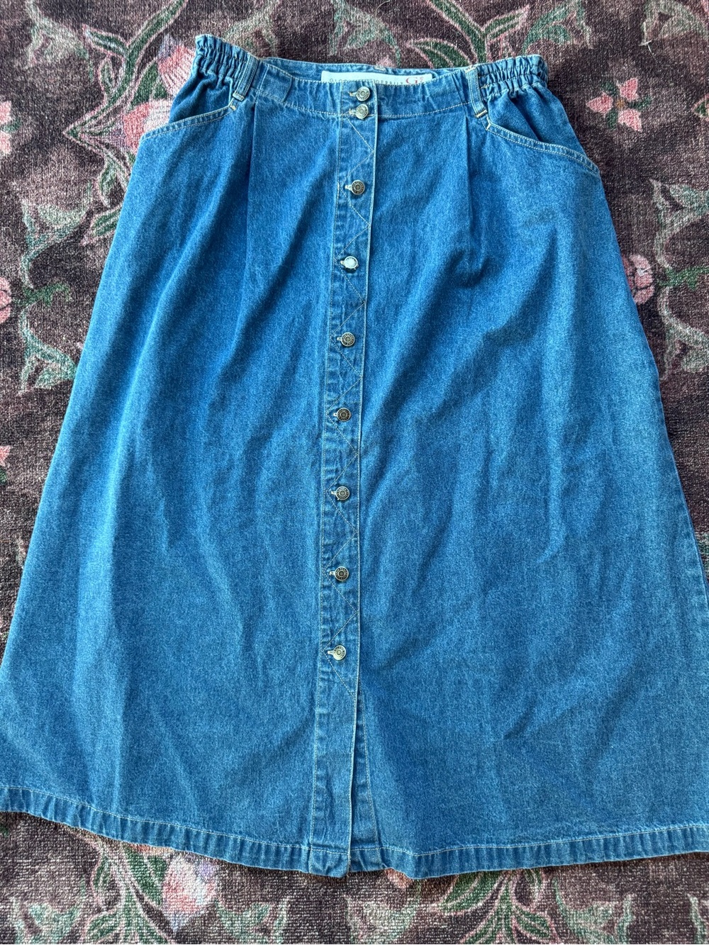 Gloria Vanderbilt Vintage 90s Button Front
Denim Midi Skirt Petite 14